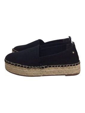 Circus by Sam Edelman Black Espadrille Platform Slip On Flats Size 6 Jute Summer